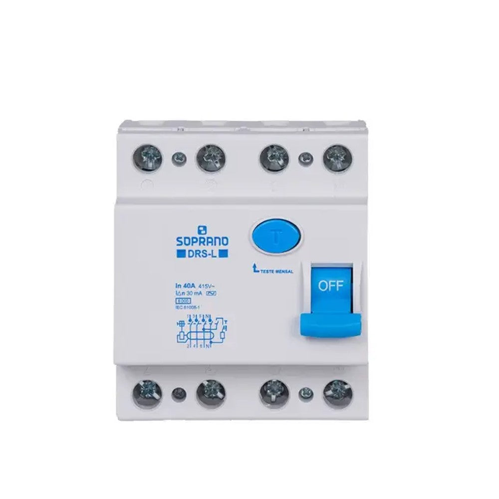 Dispositivo DR 4 Polos 30mA 40A Soprano