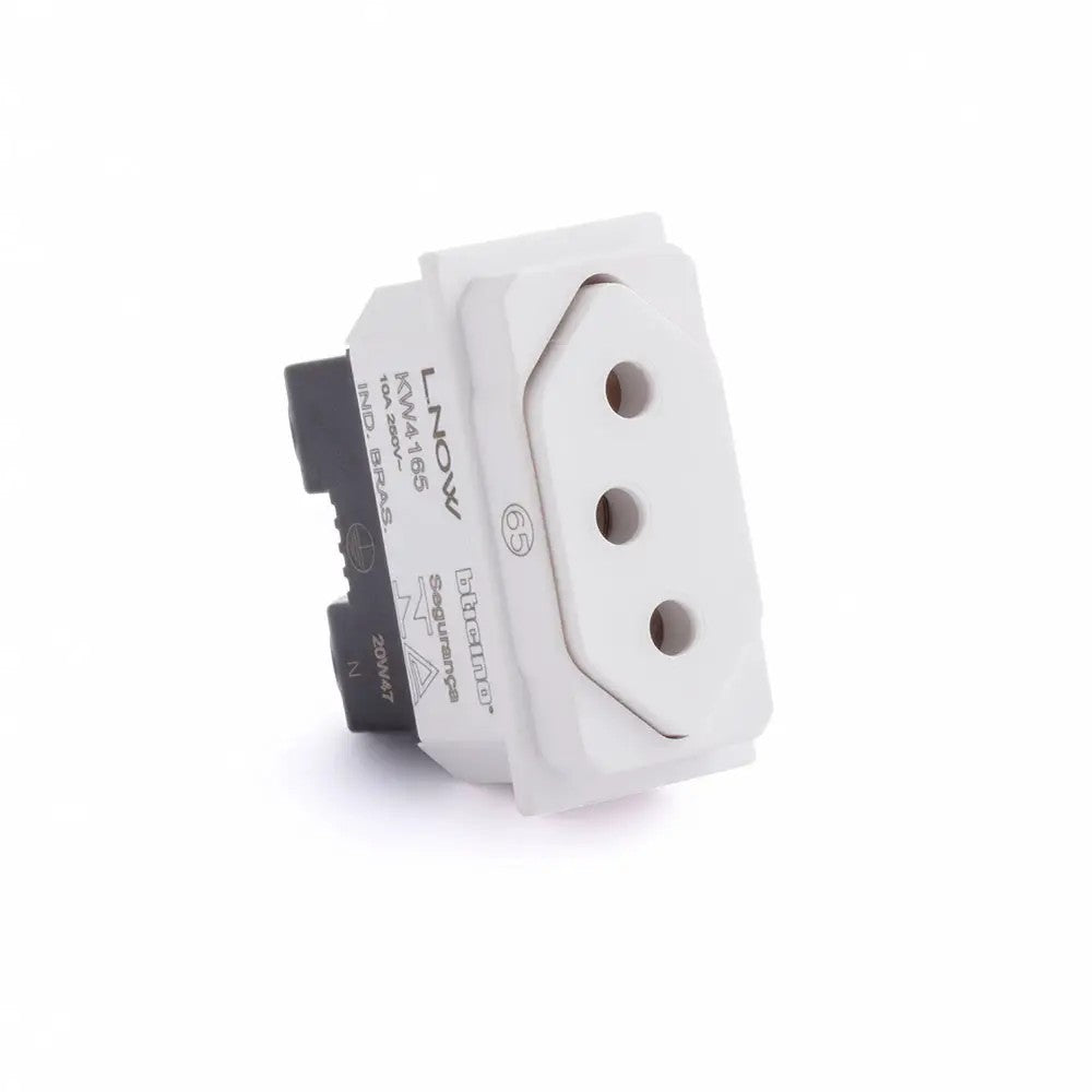 Tomada Módulo 2 Polos e Terra 10A Branco KW4165 Lnow Legrand