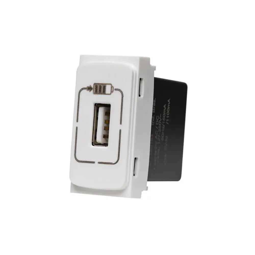 Tomada Módulo Carregador USB Tipo C 1500mA Branco Linha Zeffia Cemar