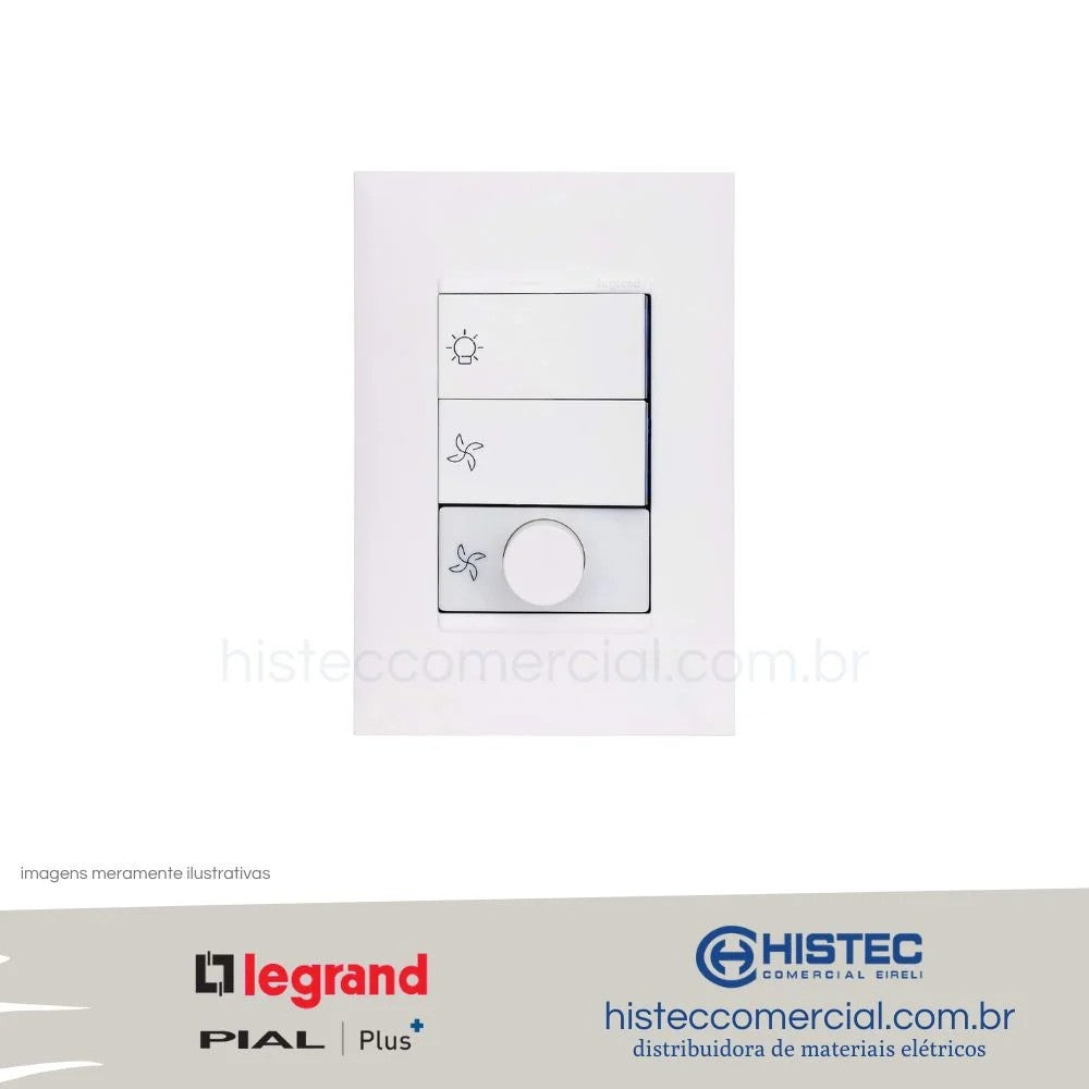 CONTROLE VENTILADOR 2X4 BIVOLT COM PLACA PLUS LEGRAND