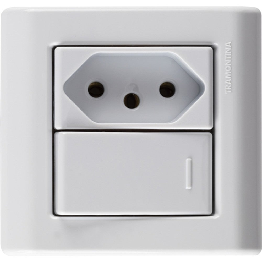 Caixa Sobrepor com 1 Interruptor Simples e 1 Tomada 2 Polos 10A com Placa Lizflex