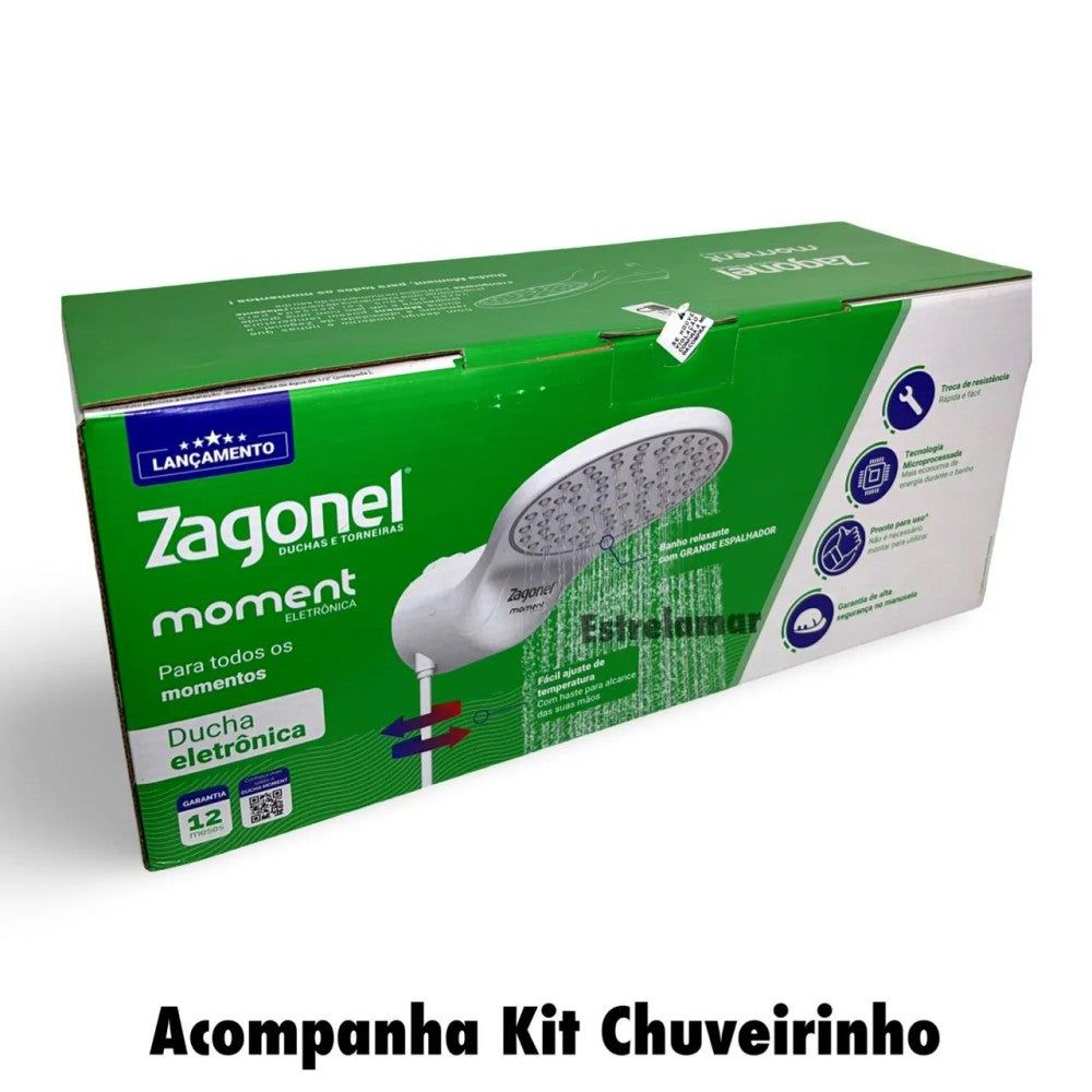Chuveiro Zagonel Moment Eletrônico 220V 7500W Branco