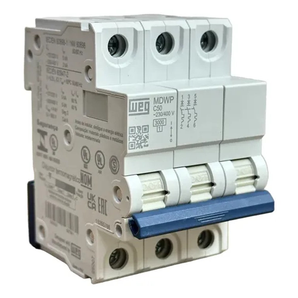 Disjuntor Tripolar 50A 3/5kA MDWP-C50-3 WEG