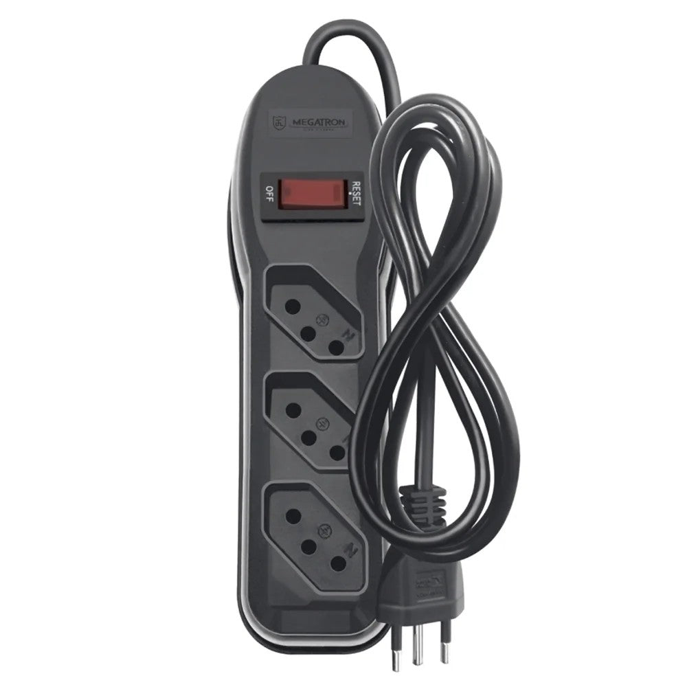 Filtro de Linha 3 Tomadas Bivolt Preto Megatron 1m