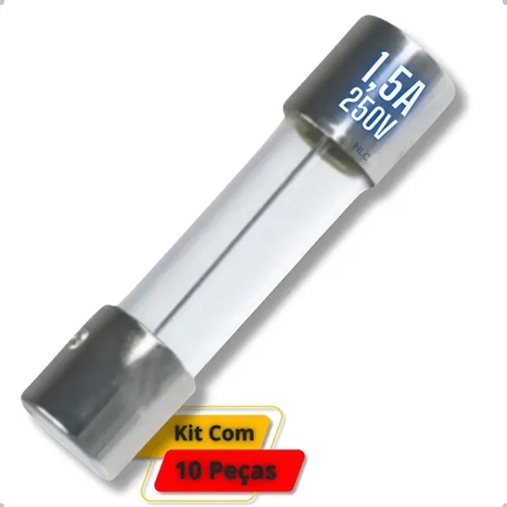 Fusível Vidro 5 X 20mm 1,5 Ampere Com 10 Peças