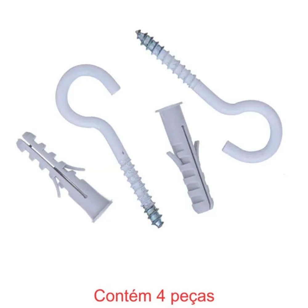 Gancho com Bucha 6mm com 4 Peças