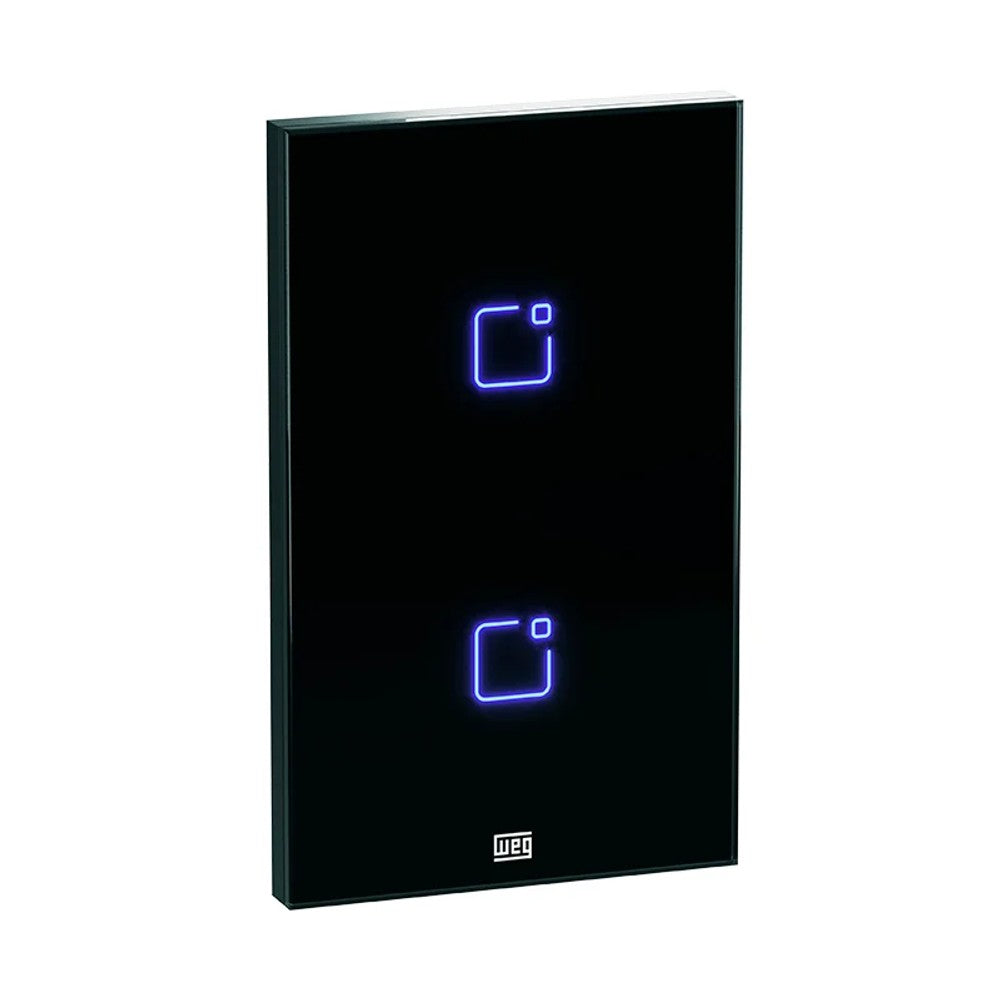 Interruptor 2 Módulos Touch Wi-Fi e RF 2x4 Preto WEG Home