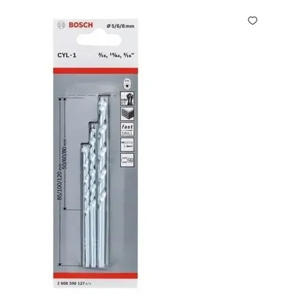 Jogo de Brocas para Concreto Bosch com 3 Peças 2608590127
