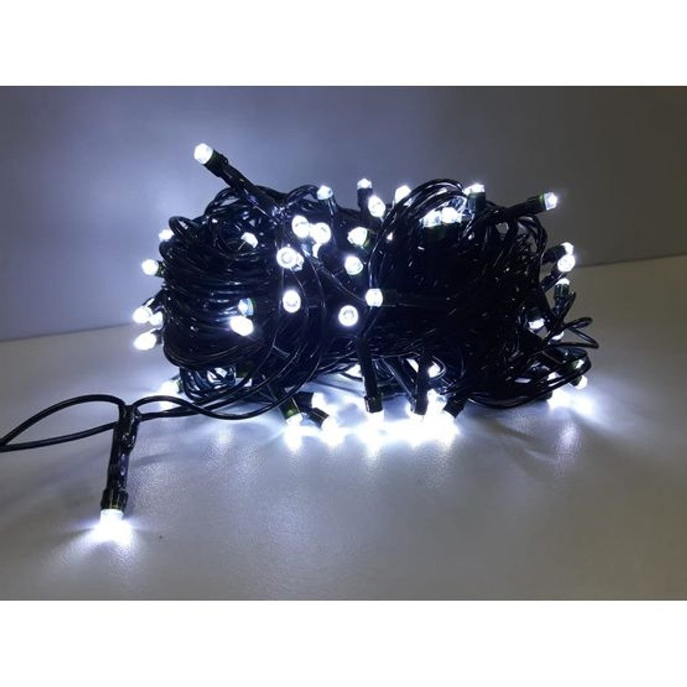 Jogo de Pisca 100 LEDs Branco Fixo Fio Verde 127V 1023