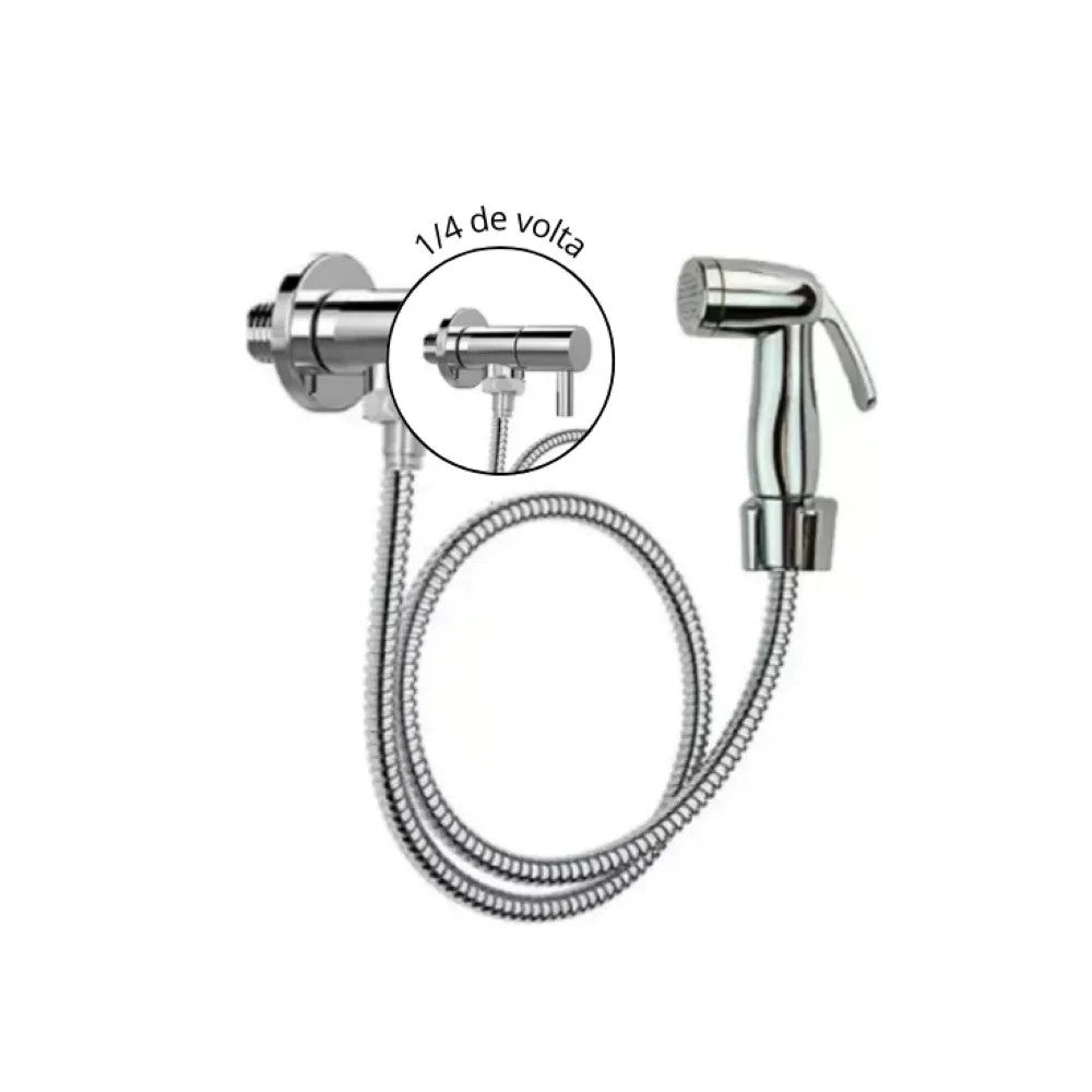 Kit Ducha Higiênica Cromada 1/4 de Volta Forusi