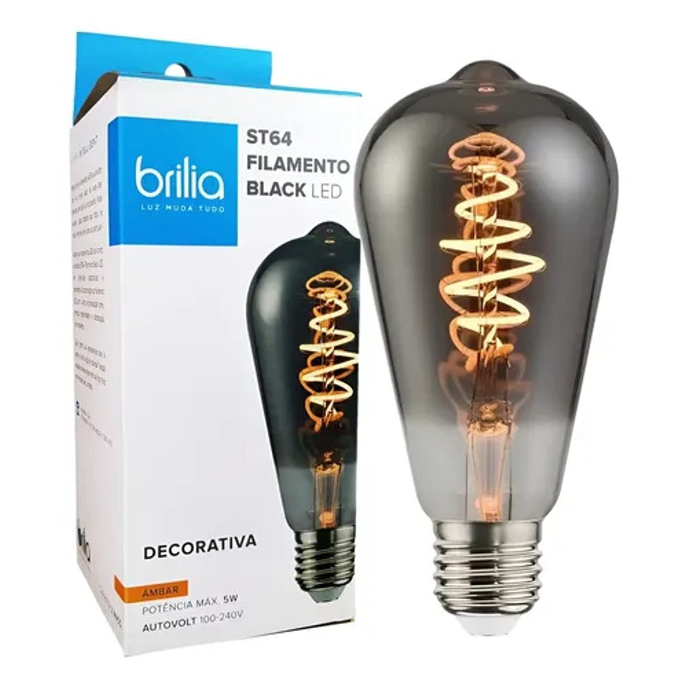 Lâmpada LED ST64 Filamento Black 5W Brilia