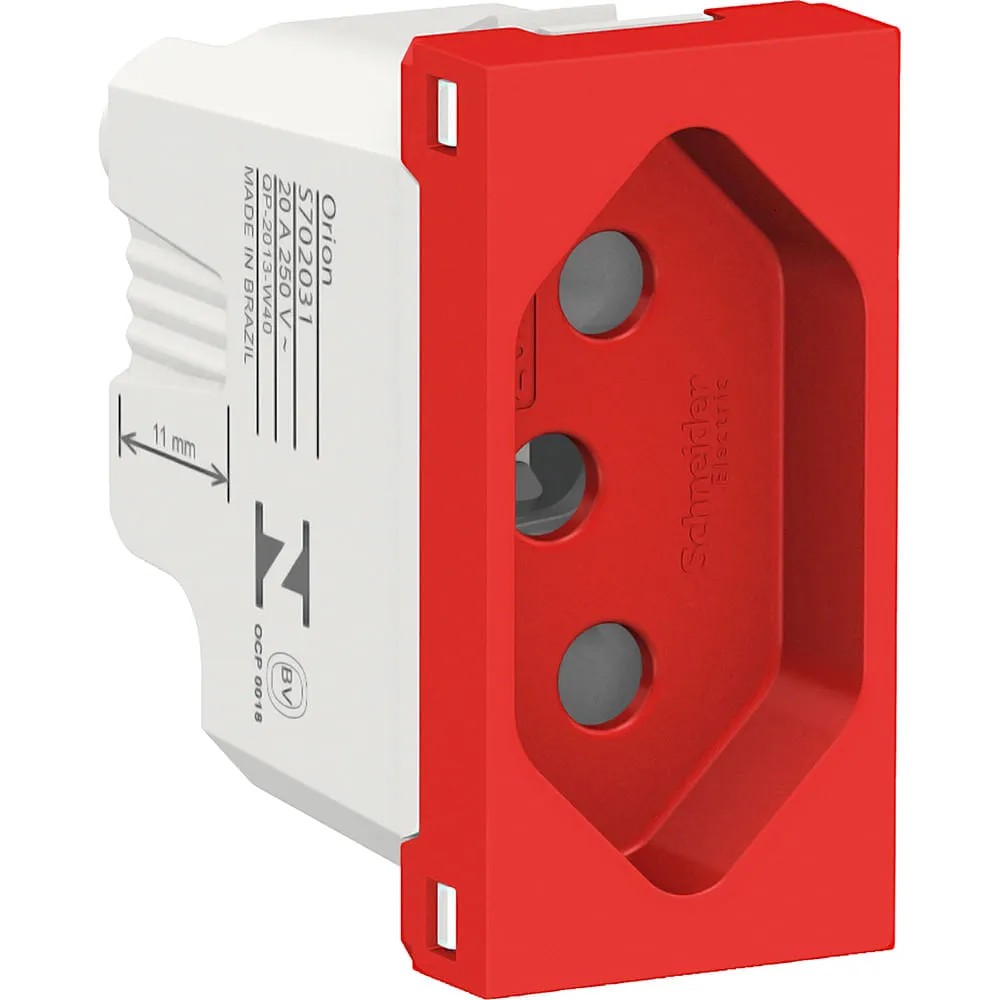 Módulo Tomada 2P T 20A Vermelho Orion S70203134 Schneider