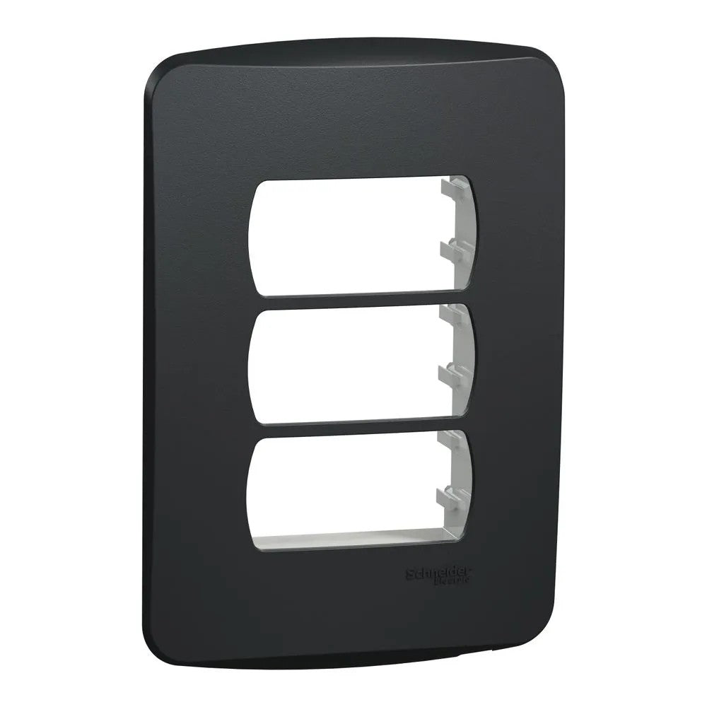 Placa 2x4 3 Postos com Suporte Grafite Miluz Schneider 77131