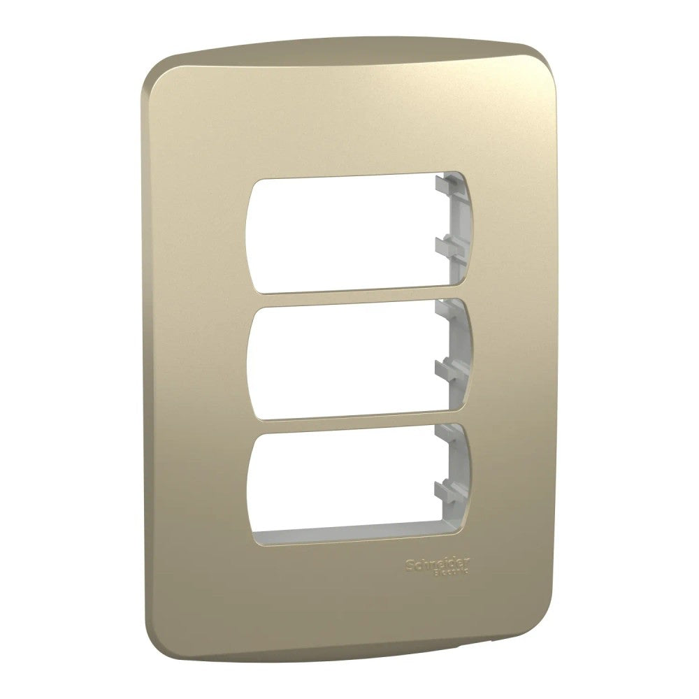 Placa 2x4 3 Postos com Suporte Miluz Dourado Schneider