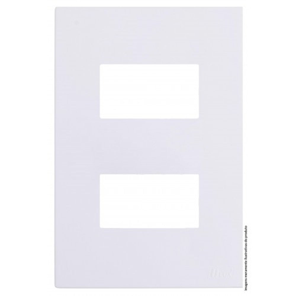 Placa com Suporte 2 Módulos Branco Blux Recta