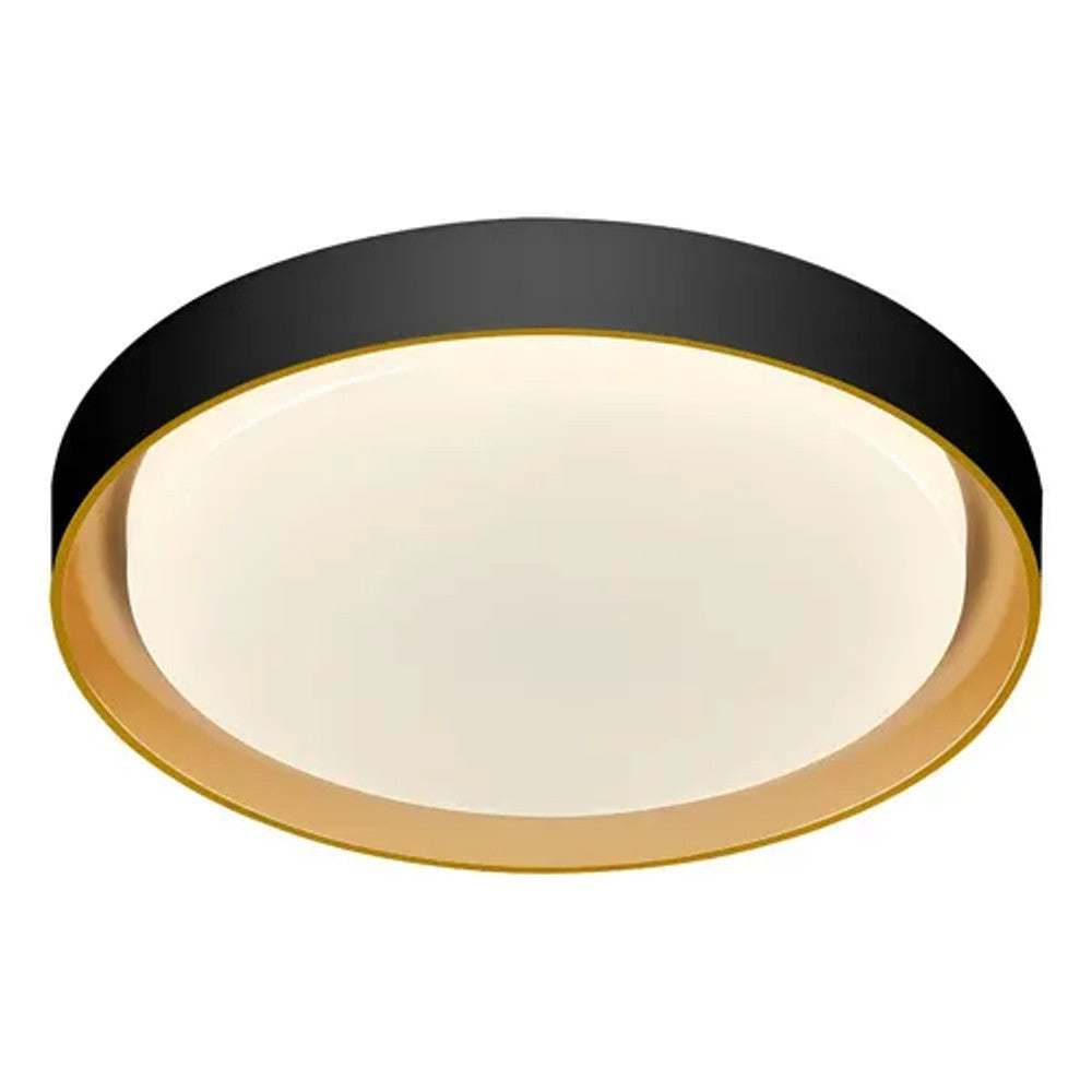 Plafon LED Hevvy Redondo 48W 3 Temperaturas 51 cm Siena Preto e Dourado