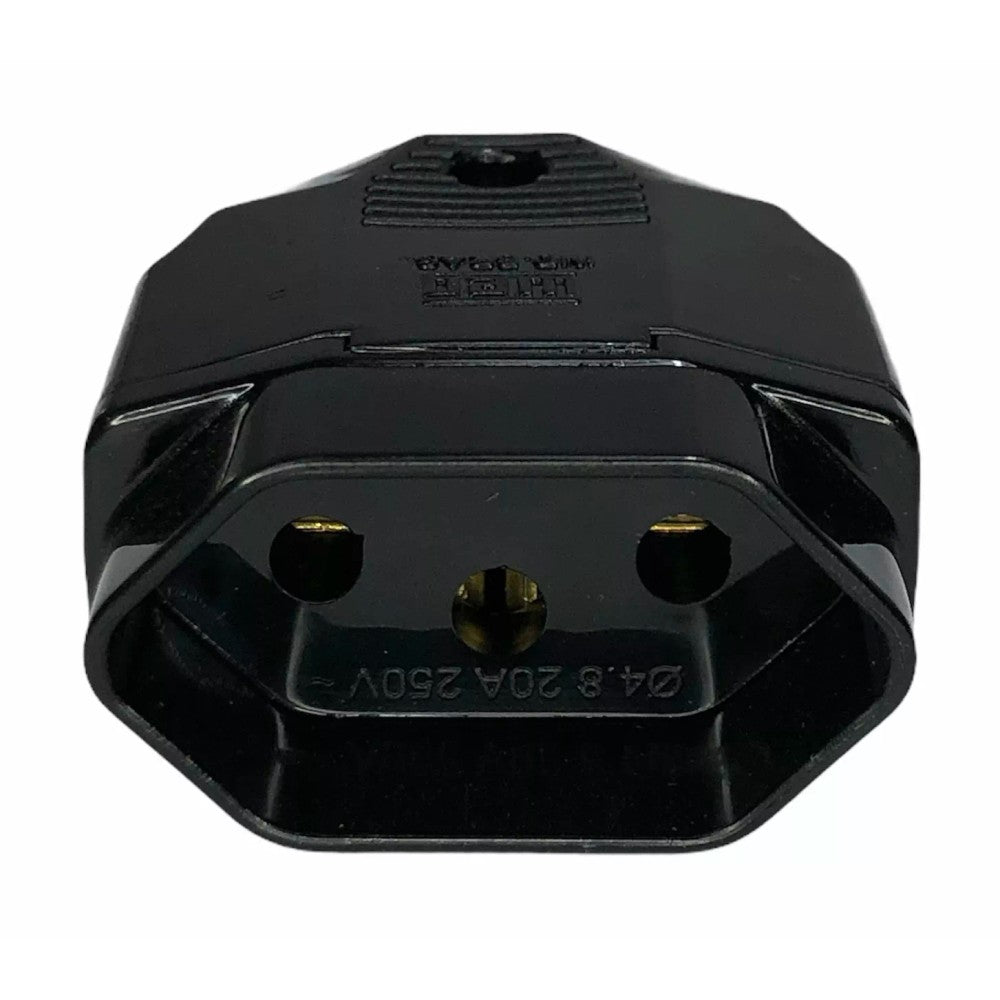Plug Fêmea 2 Polos 20A 180 Graus 250V Preto 970 WEG
