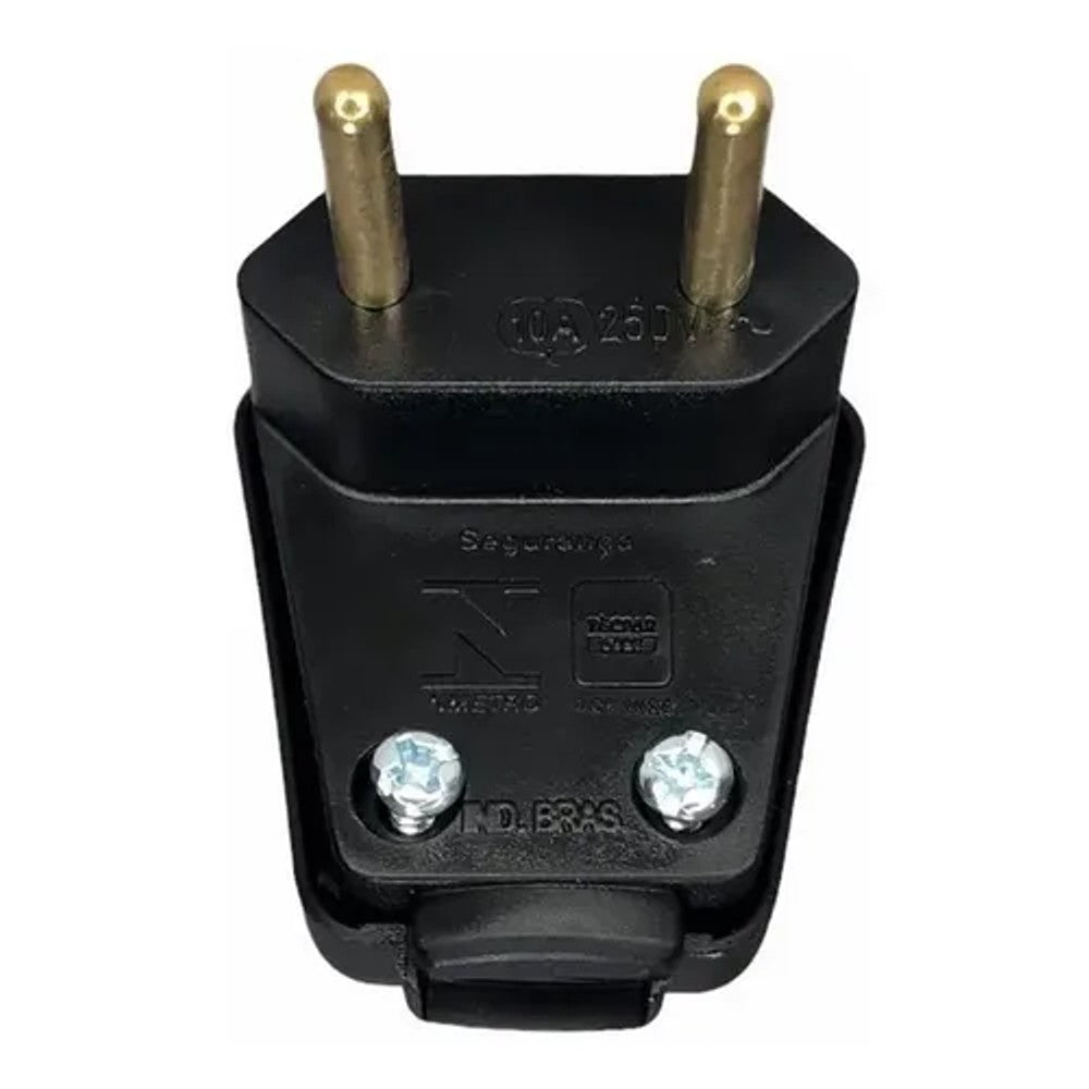 Plug Macho 2P 10A 90º 250V Preto WEG 712