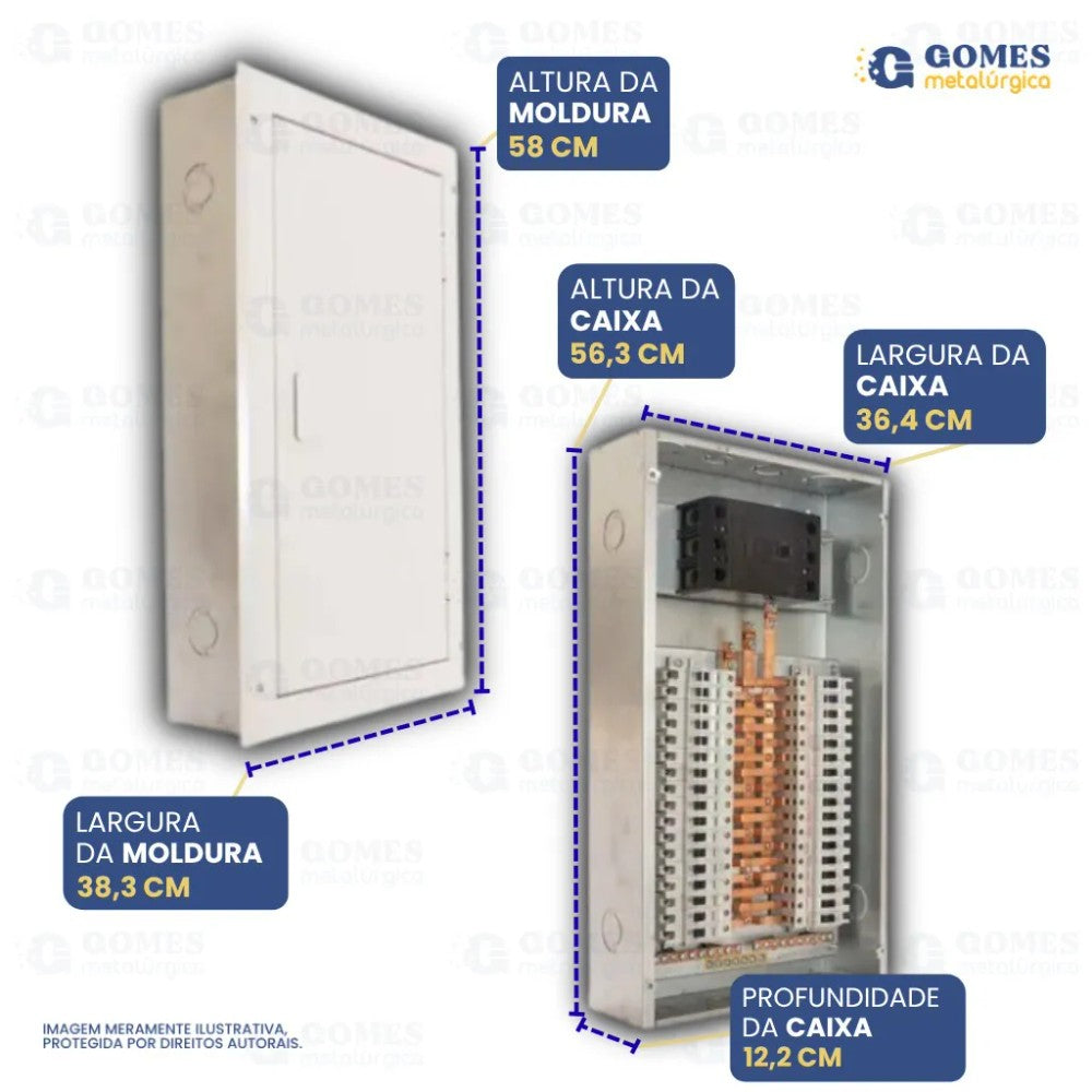 Quadro de Distribuição com Barramento 24 DIN QDBTE150A Gomes