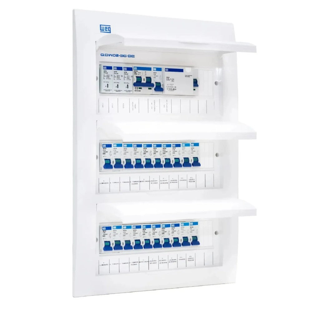 Quadro de Embutir PVC 36 Disjuntores DIN Branco WEG