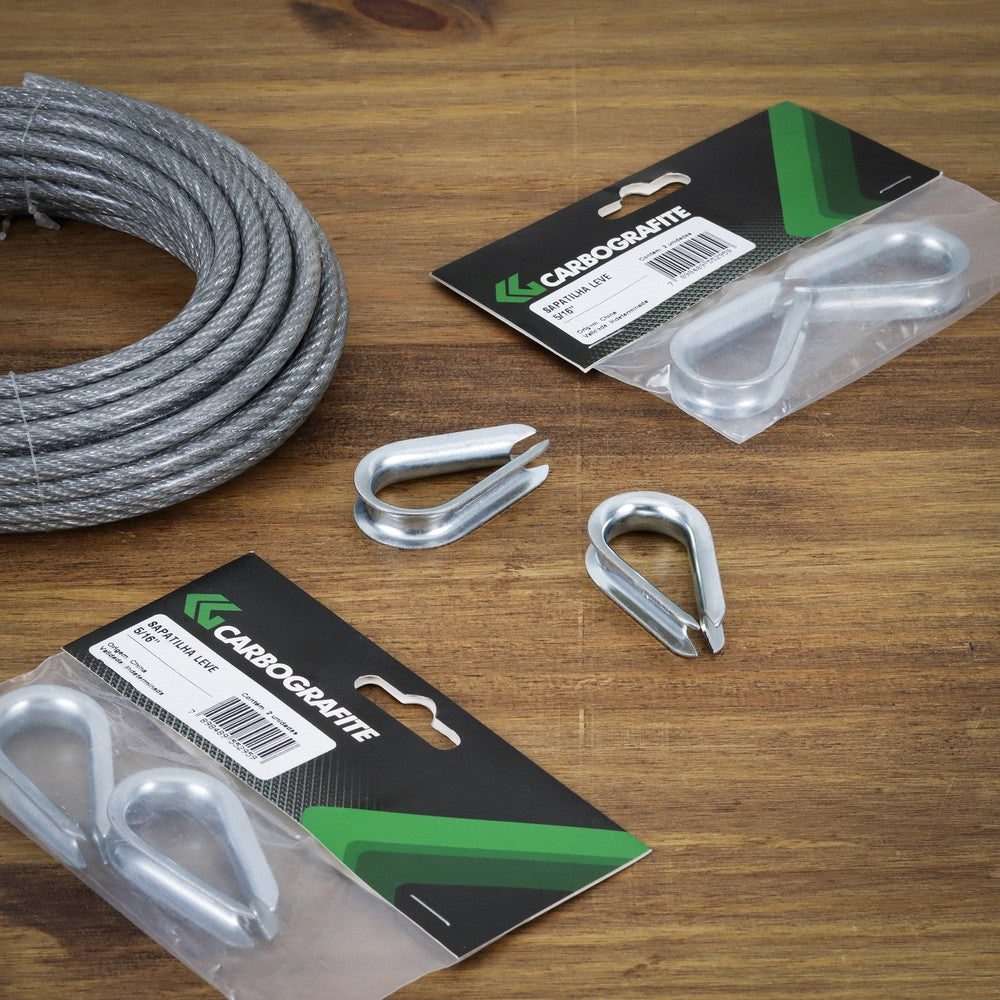 Sapatilha para Cabo de Aço Leve 5/16 Polegadas Carbografite com 2 Peças