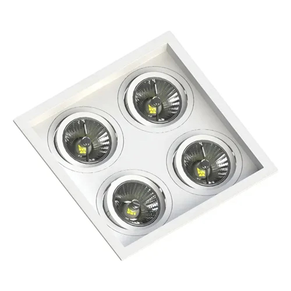 Spot Embutido Multi 4 Recuado para 4 Lâmpadas AR111 Branco Save Energy