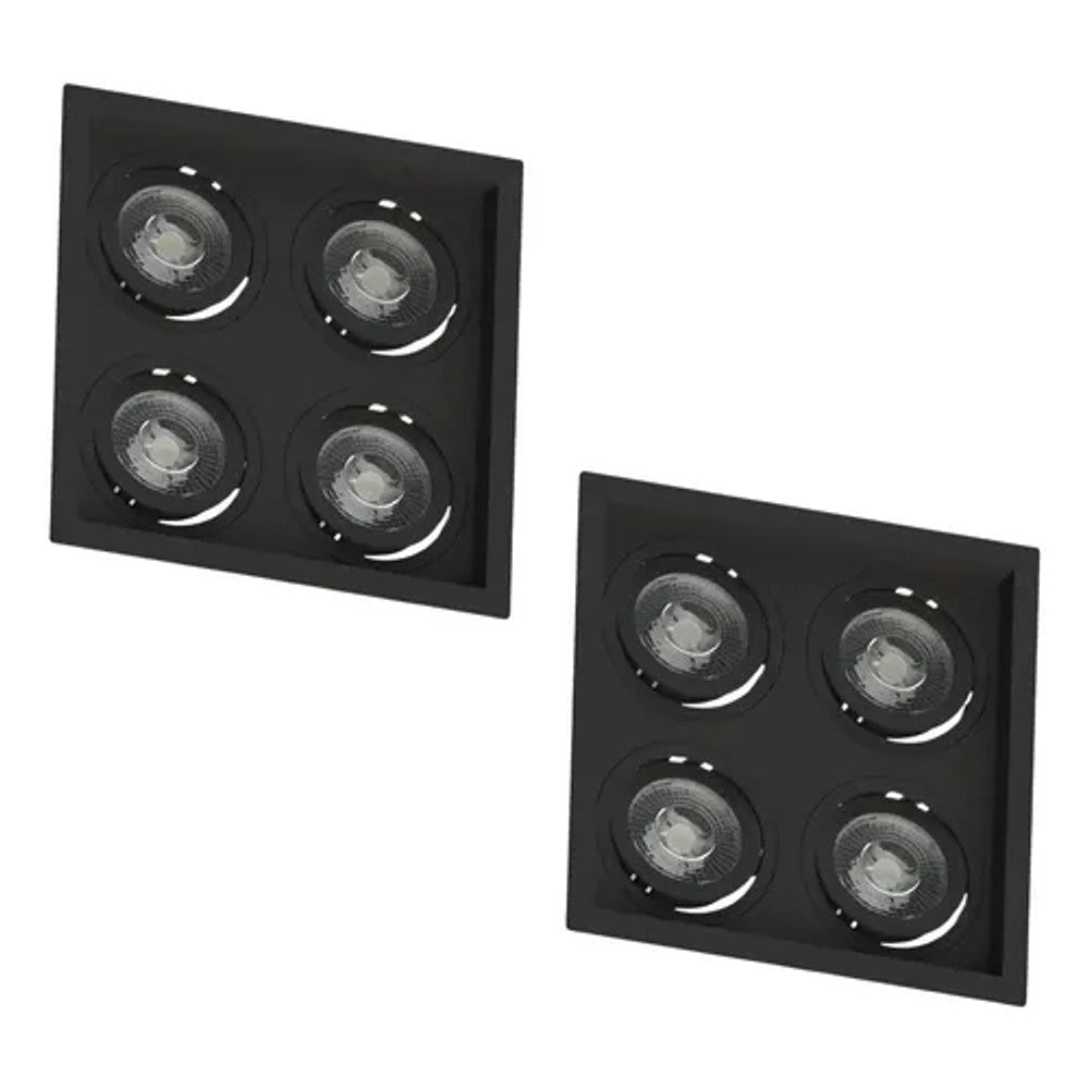 Spot Embutido Multi 4 Recuado para 4 Lâmpadas AR111 Preto Save Energy