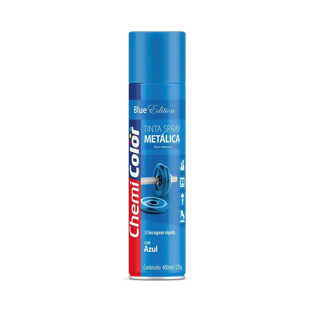 Tinta Spray Metálica 400ml Azul Chemicolor