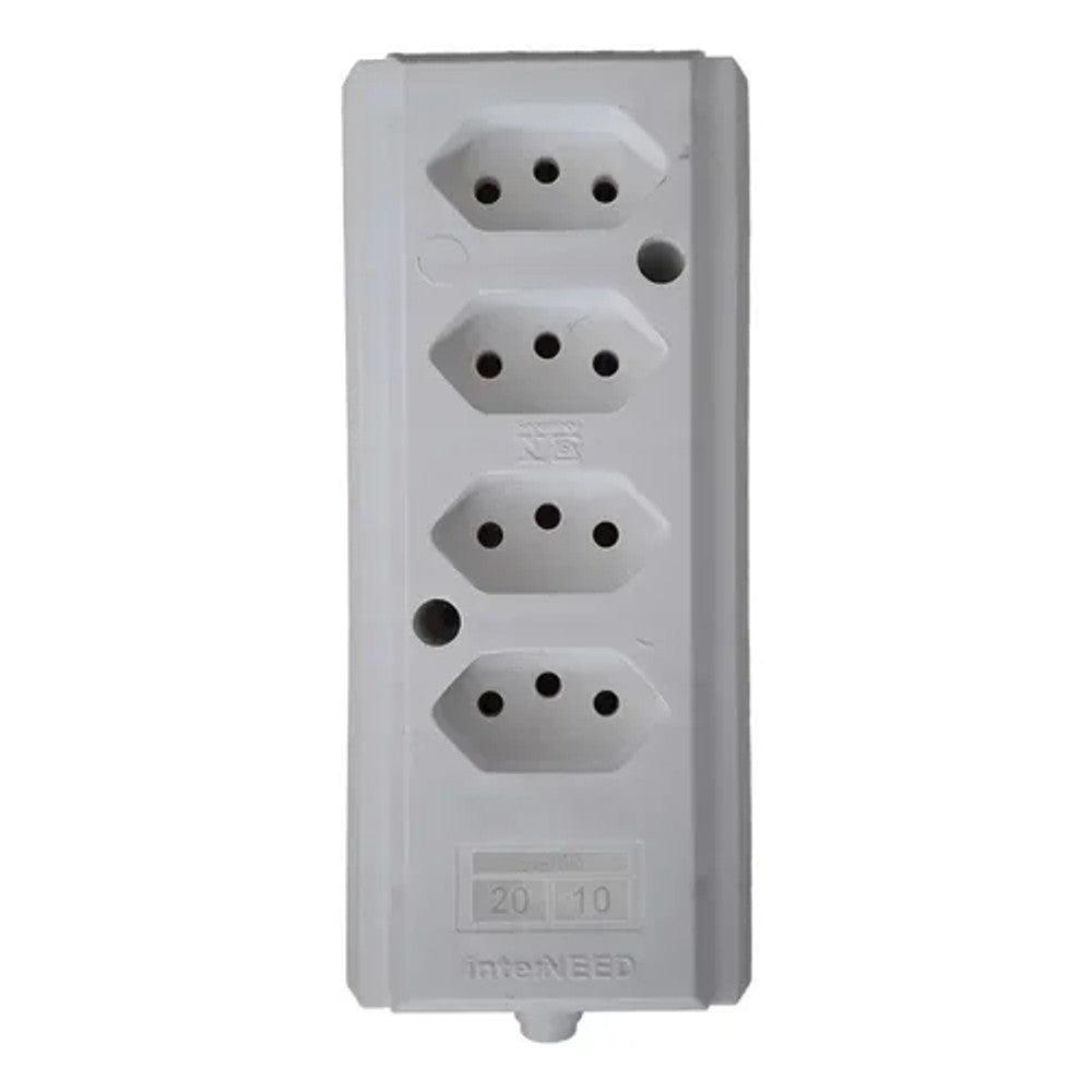 Tomada Barra Quadrupla 2P T 10/20A Branco Interneed