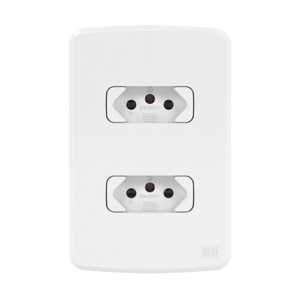 Tomada Dupla 20A Branco Com Placa Composé WEG
