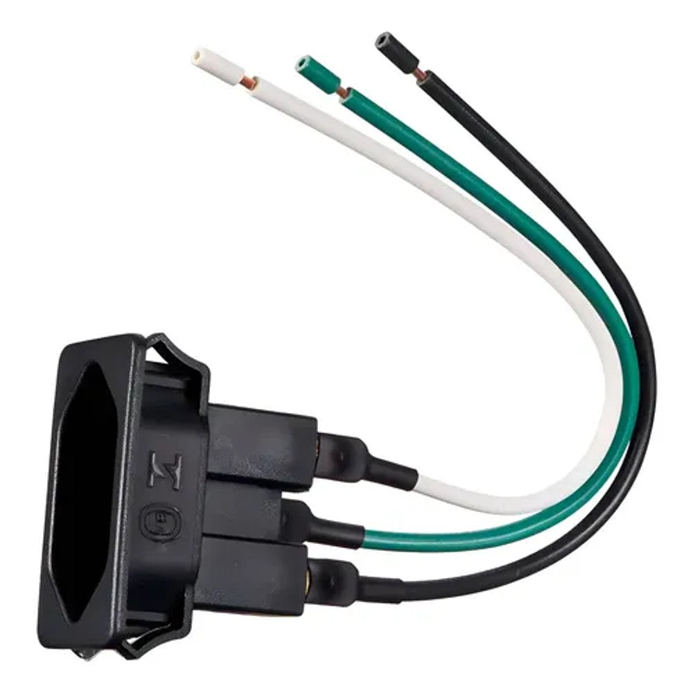 Tomada de Embutir 2 Polos e Terra Painel 10A Com Rabicho Preto Blux