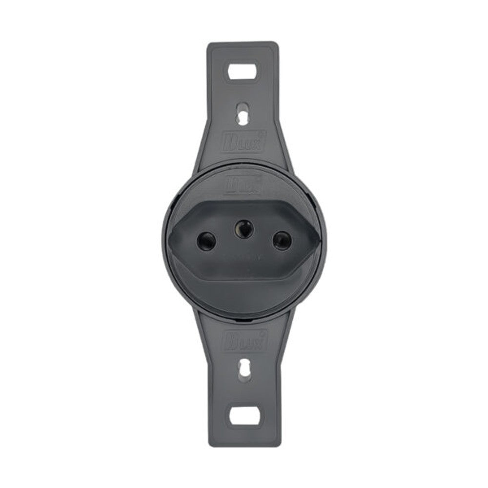 Tomada de Embutir 2P T 10A Redonda Preto