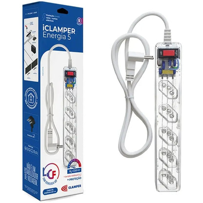 Protetor IClamper 5 Tomadas Energia LCF Transparente