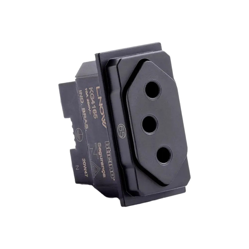 Tomada Modular 2P T 10A Preta KG4165 Living Now