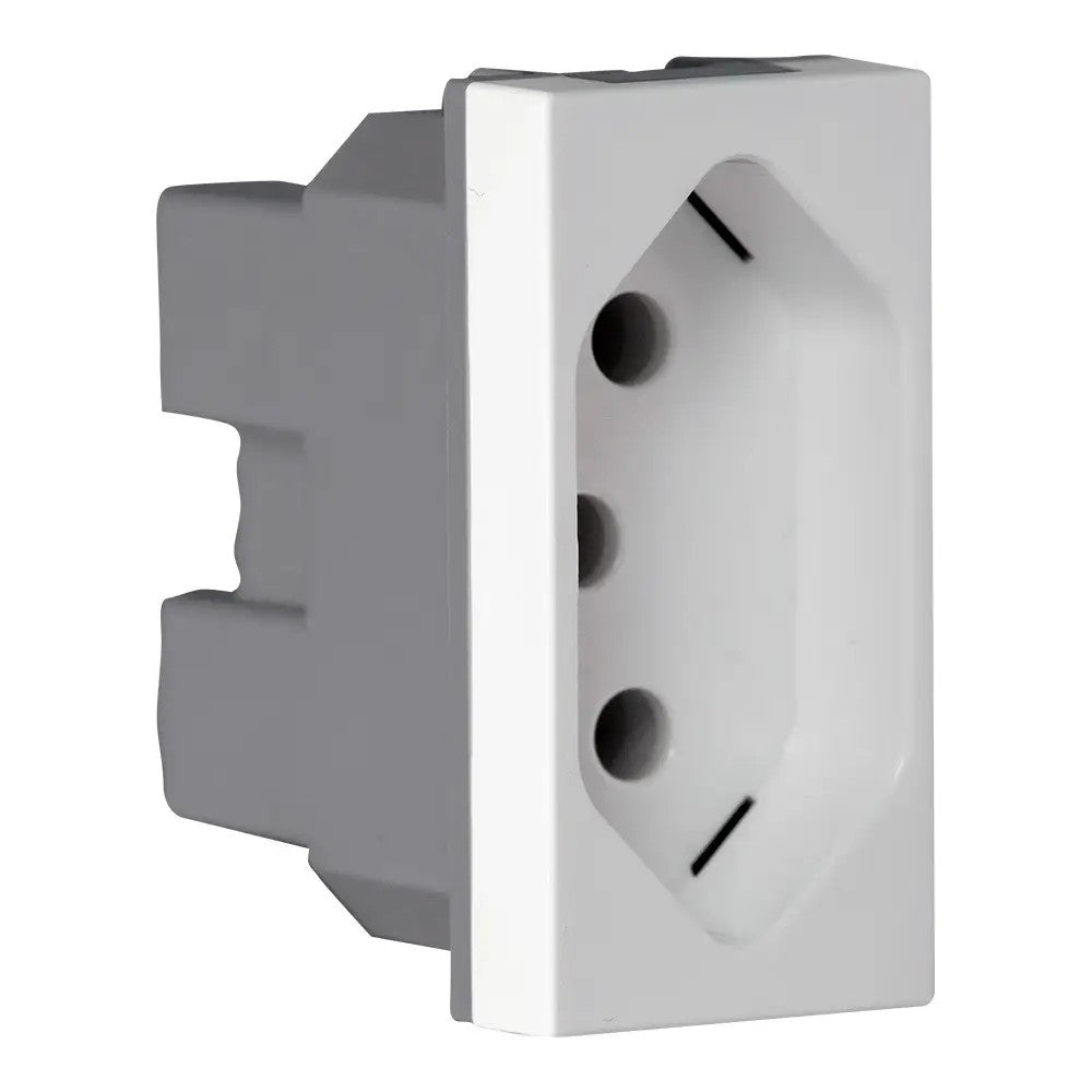 Tomada Modular 2 Polos e Terra 10A Branco JW4165 Matix GO
