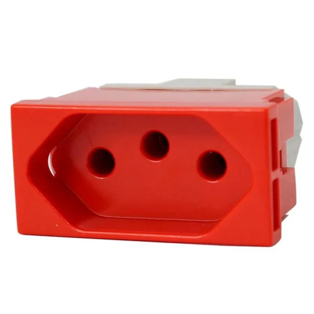 Módulo Tomada 2 Polos e Terra 10A Borne Automático Vermelho Pial Plus 615039