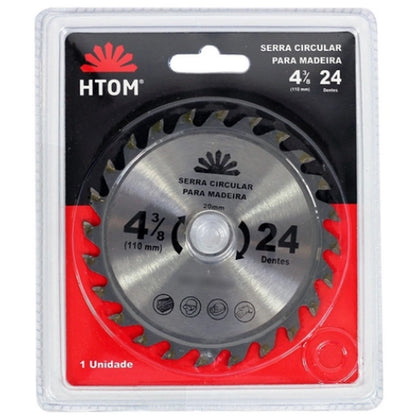 Disco Serra Circular HTOM 4.3/8" 20mm 24 Dentes Madeira