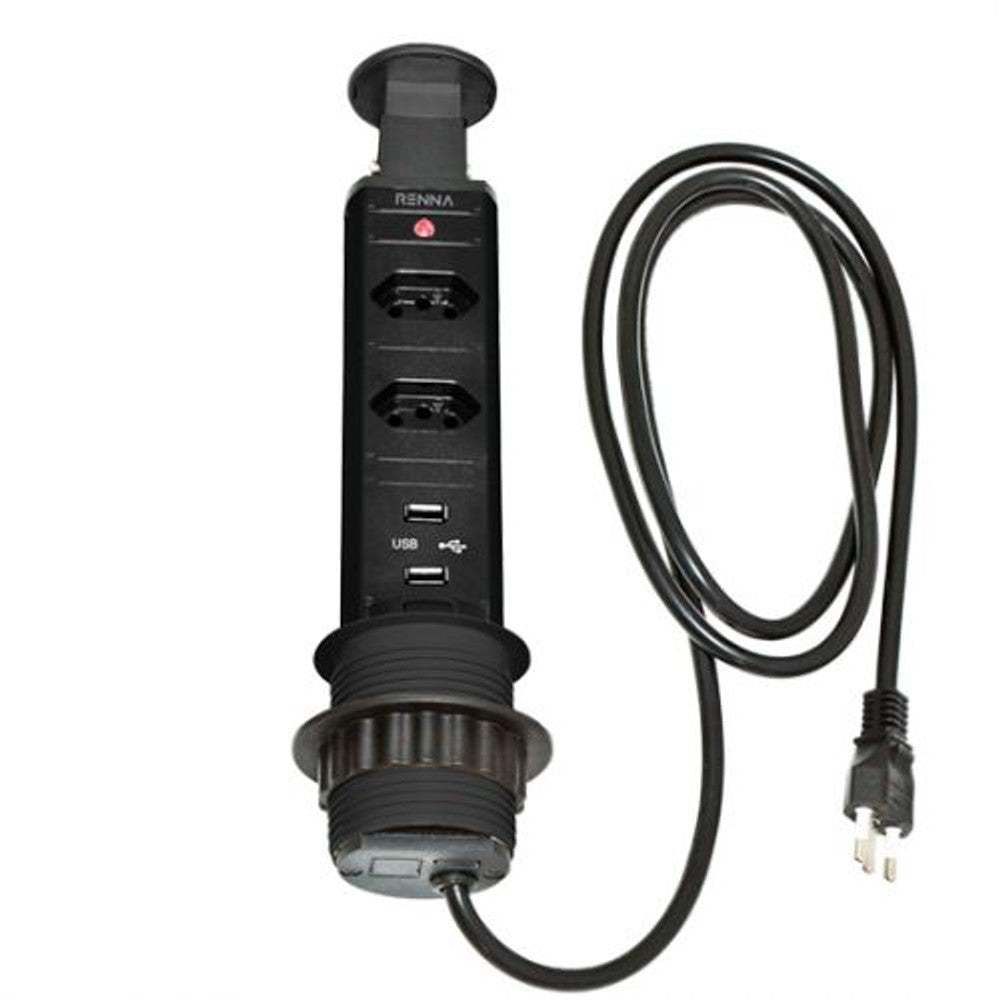 TORRE DE TOMADA COM 2 TOMADAS 2P+T 16A PRETO PIX