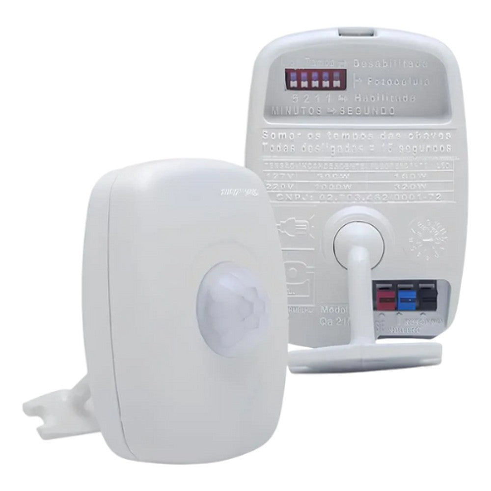 Sensor de Presença Qualitronix QA21M Parede Bivolt Branco 180°