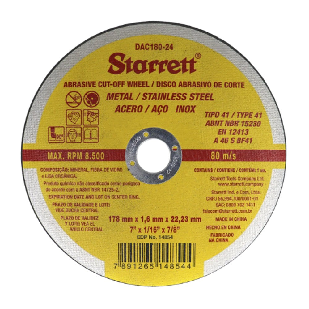 Disco Corte Metal Starrett 178mm DAC18024