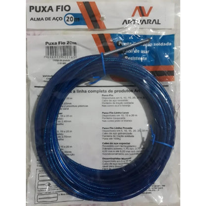 Passa Fio Art Varal Nylon Alma Aço 20m Azul/Laranja