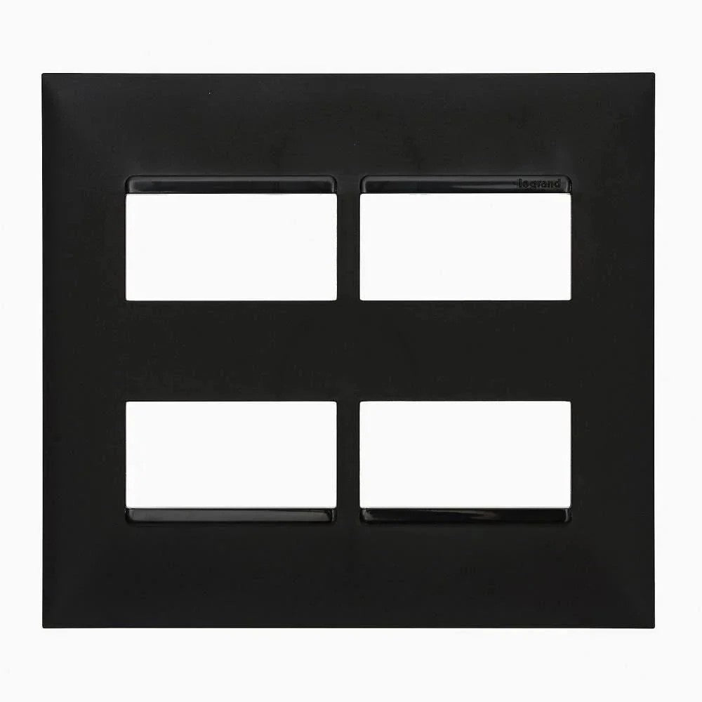 Placa 4x4 4 Postos Separados Linha Plus Preto 618514PT