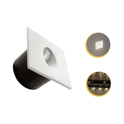 Balizador LED Luminatti Embutir Quadrado 3W Branco Quente