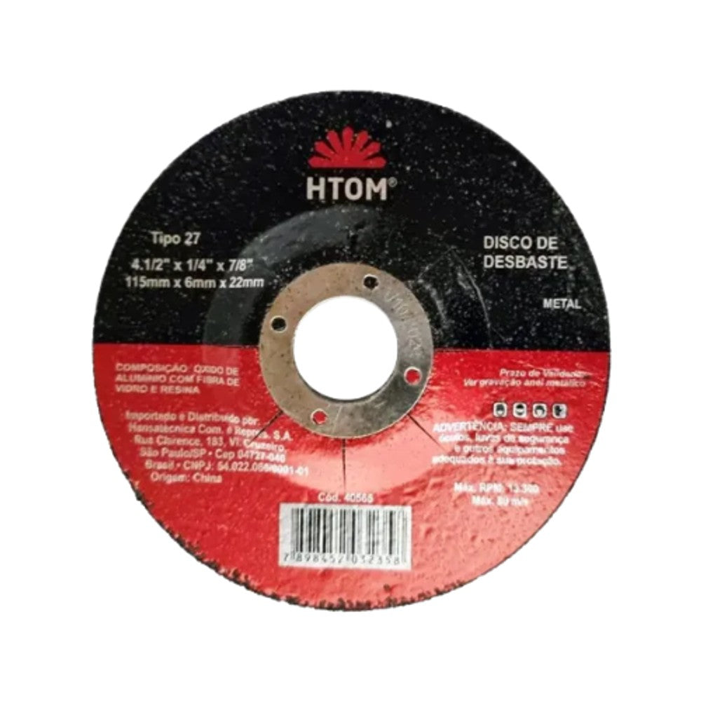 Disco Desbaste Metal 4 1/2" Rebaixo HTOM 115mm