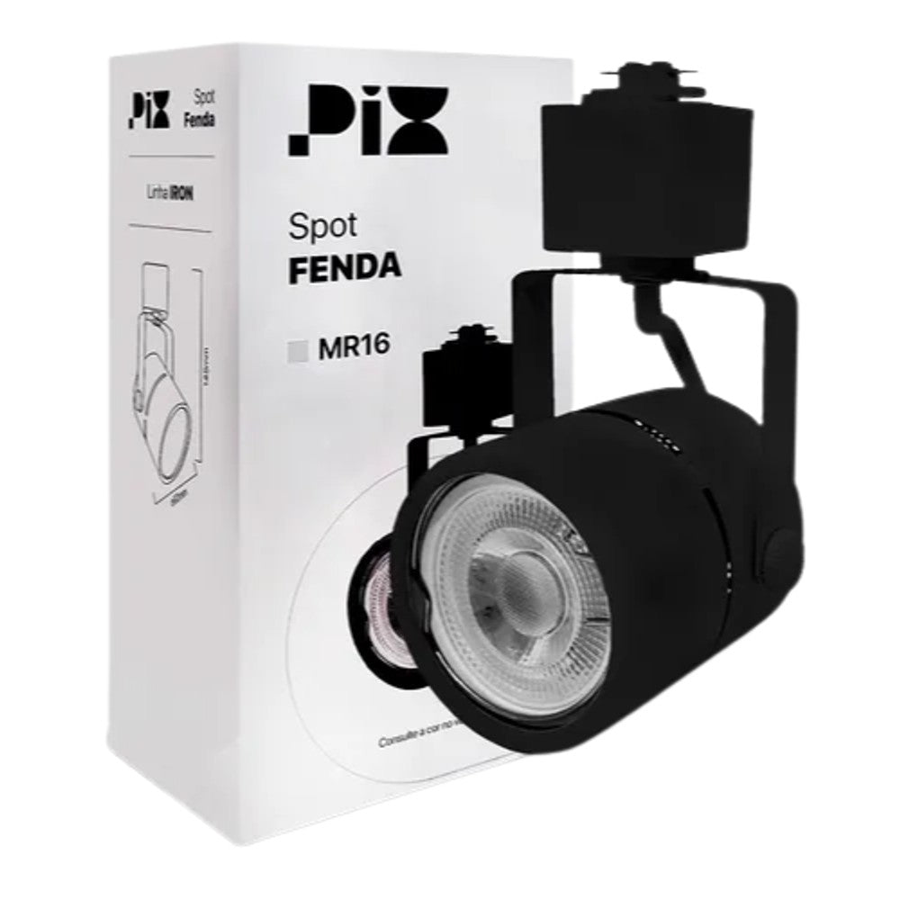 Spot Trilho Fenda PIX Redondo Ajustável Preto GU10