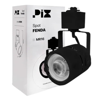Spot Trilho Fenda PIX Redondo Ajustável Preto GU10