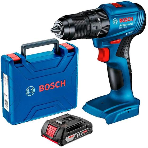 FURADEIRA PARAFUSADEIRA DE IMPACTO BATERIA 18V GSB 185-LI COM MALETA BOSCH