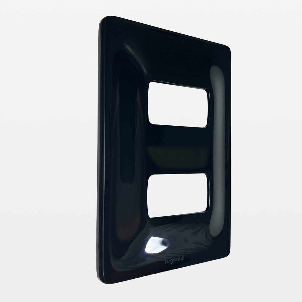 Interruptor Simples e Tomada 10A com Placa Zeffia Preta Gloss