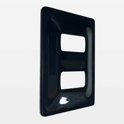 Interruptor Simples e Tomada 10A com Placa Zeffia Preta Gloss