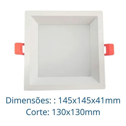 PAINEL DE LED EMBUTIR QUADRADO 18W 3000K BRANCO RECUADO LUMINATTI